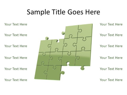 Puzzle 12 C Green PowerPoint PPT Slide design